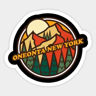 Vintage Oneonta, New York Mountain Hiking Souvenir Print Sticker